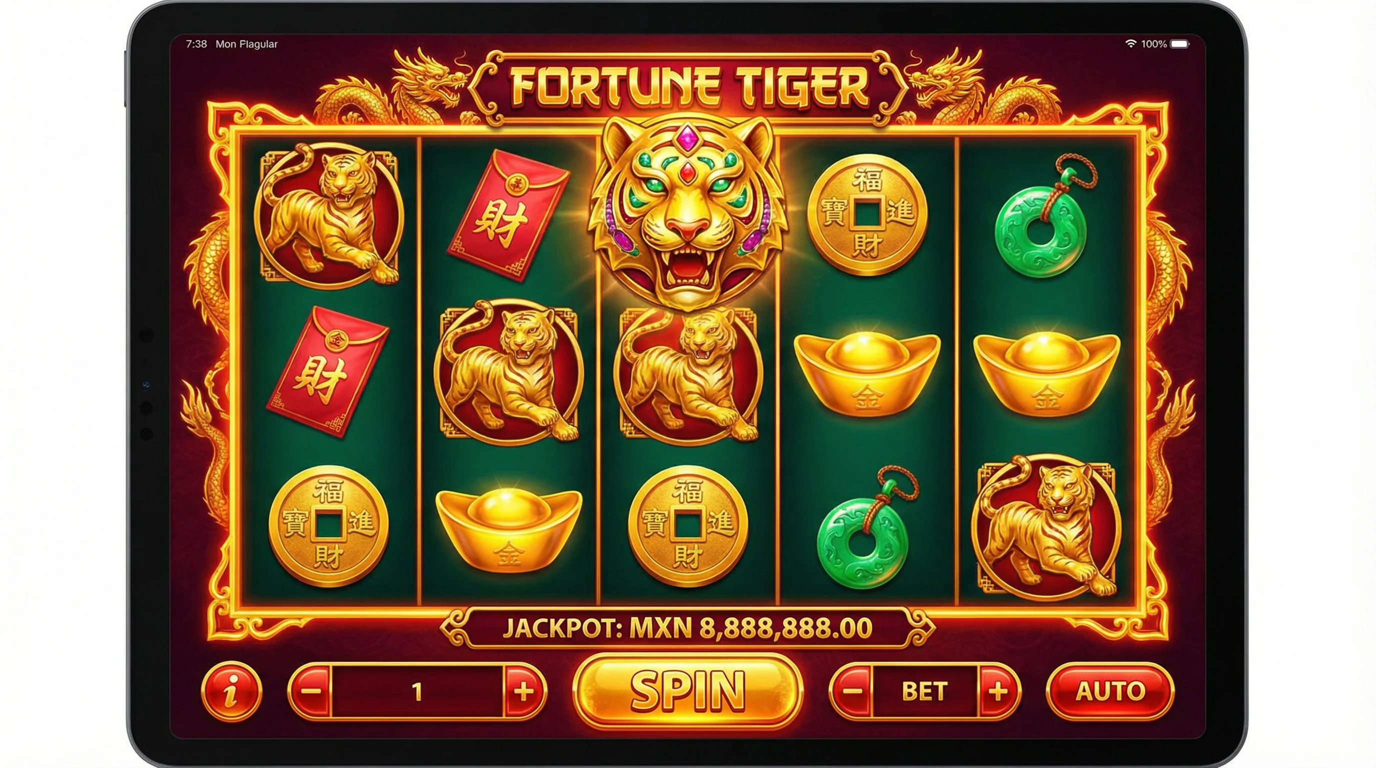 Fortune Tiger tragamonedas con símbolos de tigre dorado