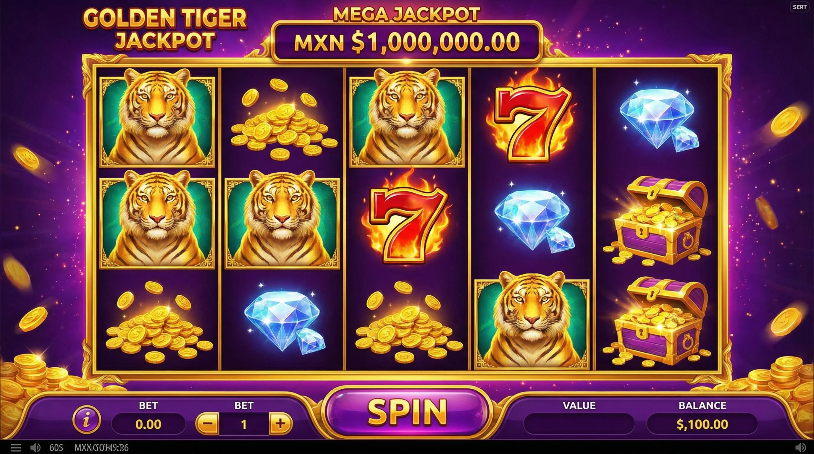 Tragamonedas con tigre dorado y jackpot en pesos mexicanos